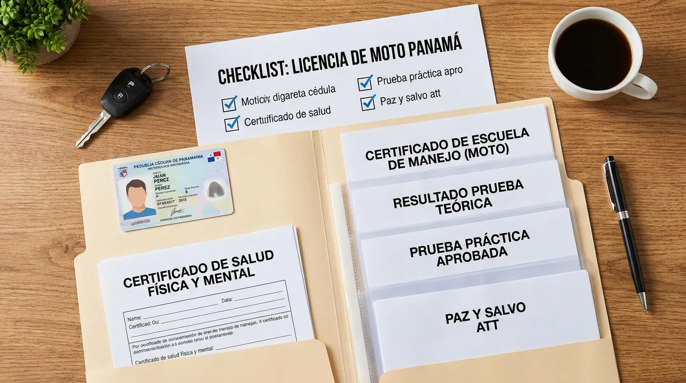 Checklist de documentos para licencia de moto en Panamá