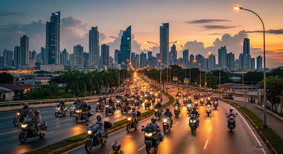 Variedad de motos de diferentes marcas en exhibición en Panamá